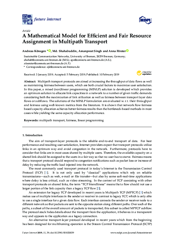 (PDF) A Mathematical Model for Efficient and Fair Resource Assignment ...
