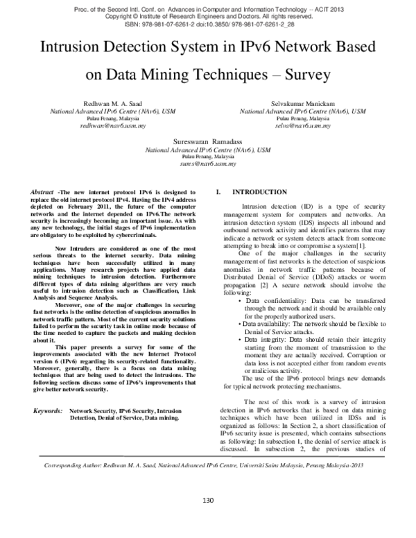 (PDF) Intrusion Detection System in IPv6 Network Based on Data Mining ...
