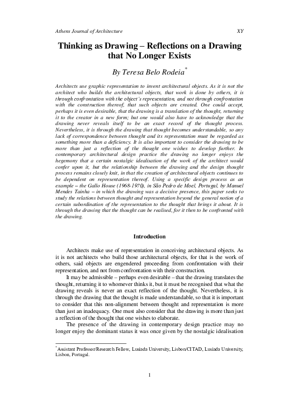 (PDF) Thinking as Drawing – Reflections on a Drawing that No Longer Exists