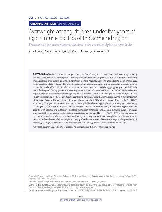 (PDF) Overweight among children under five years of age in ...