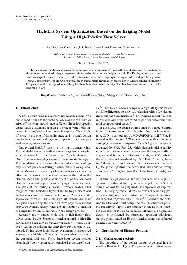 (PDF) High-Lift System Optimization Based on the Kriging Model Using a ...