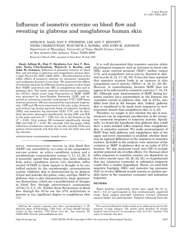 (PDF) Influence of isometric exercise on blood flow and sweating in ...