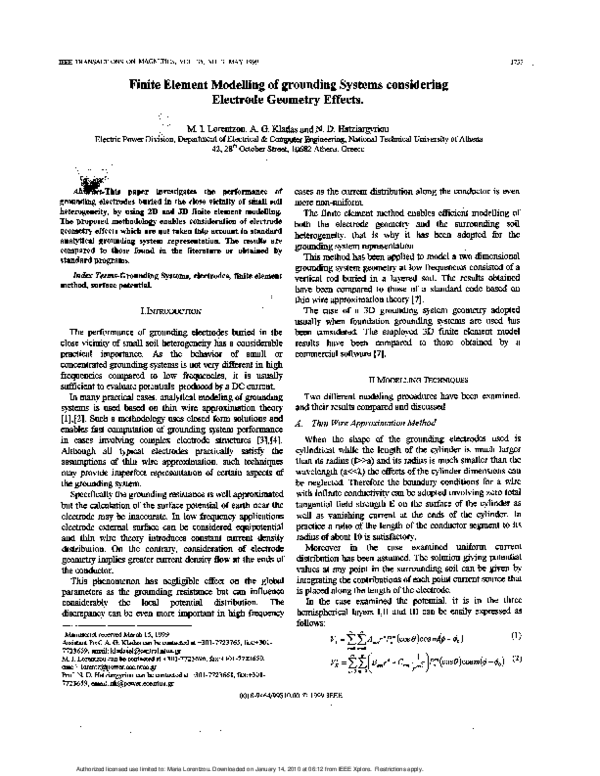 (PDF) Finite element modelling of grounding systems considering ...