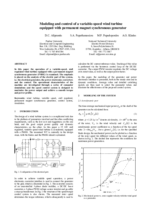 (PDF) Modeling and Control of Variable Speed Wind Turbine for an ...