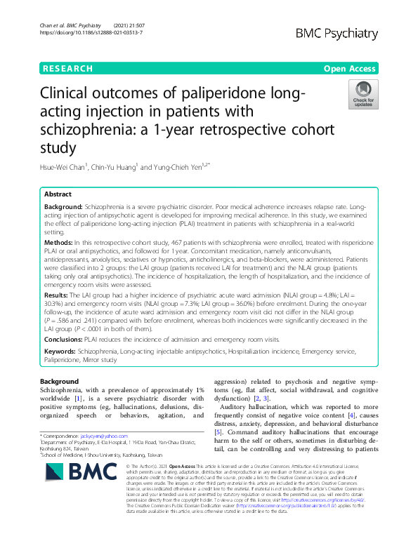 (PDF) Clinical outcomes of paliperidone long-acting injection in ...