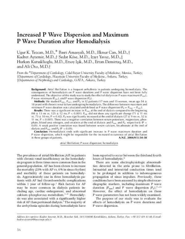(PDF) Increased P Wave Dispersion and Maximum P Wave Duration after ...