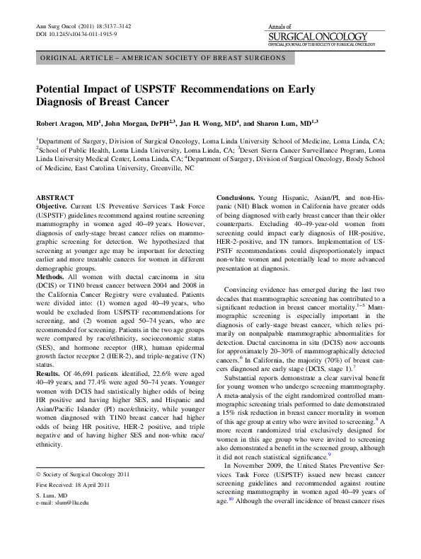 (PDF) Potential Impact of USPSTF Recommendations on Early Diagnosis of ...