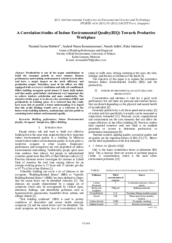 (PDF) A correlation studies of indoor environmental quality (ieq ...