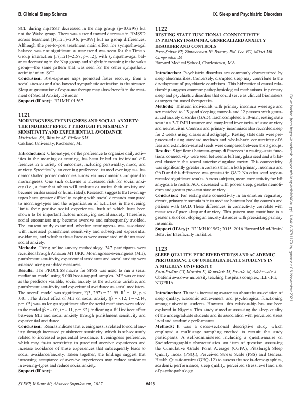 (PDF) 1123 Sleep Quality, Perceived Stress and Academic Performance of ...