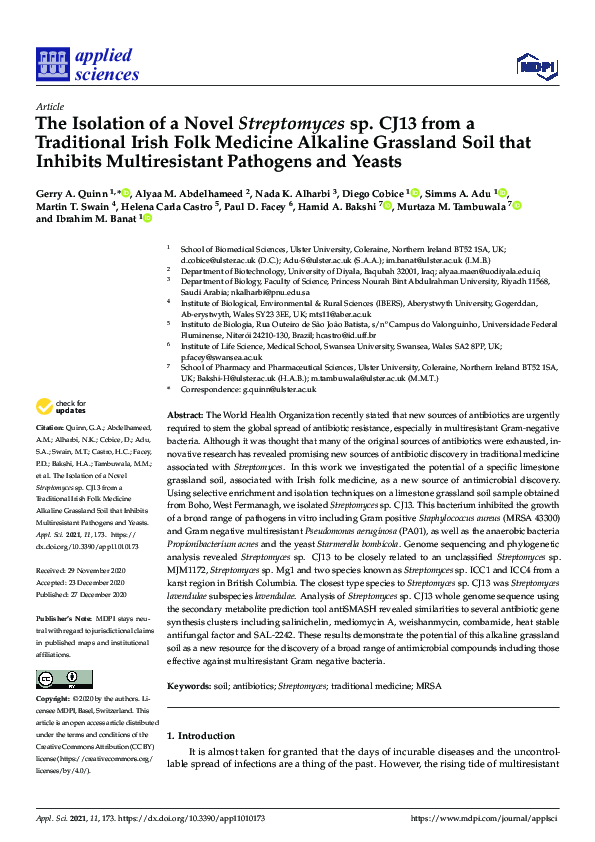 (PDF) The Isolation of a Novel Streptomyces sp. CJ13 from a Traditional ...