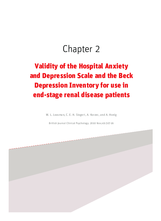 (PDF) Validity of the Hospital Anxiety and Depression Scale and the ...