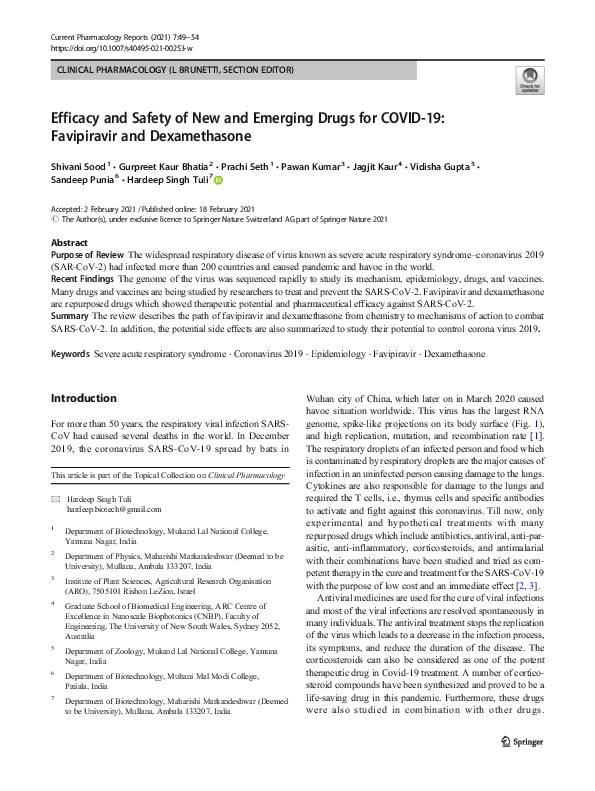 (PDF) Efficacy and Safety of New and Emerging Drugs for COVID-19 ...
