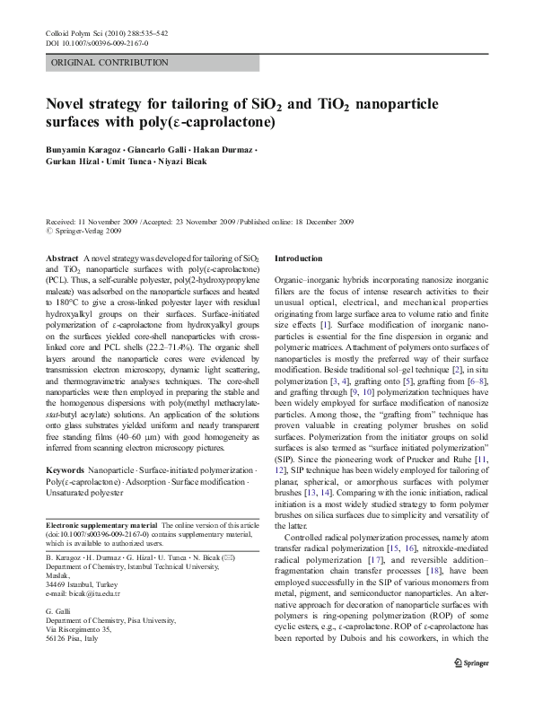 (PDF) Novel strategy for tailoring of SiO 2 and TiO 2 nanoparticle ...