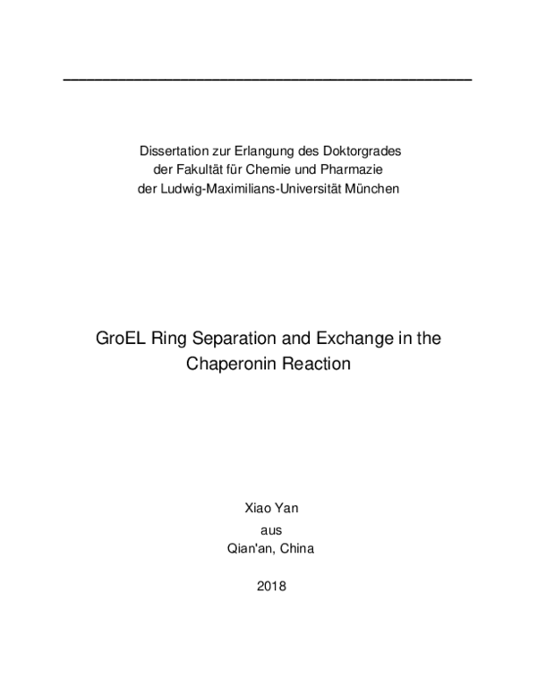 (PDF) GroEL Ring Separation and Exchange in the Chaperonin Reaction