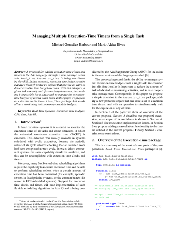(PDF) Managing multiple execution-time timers from a single task