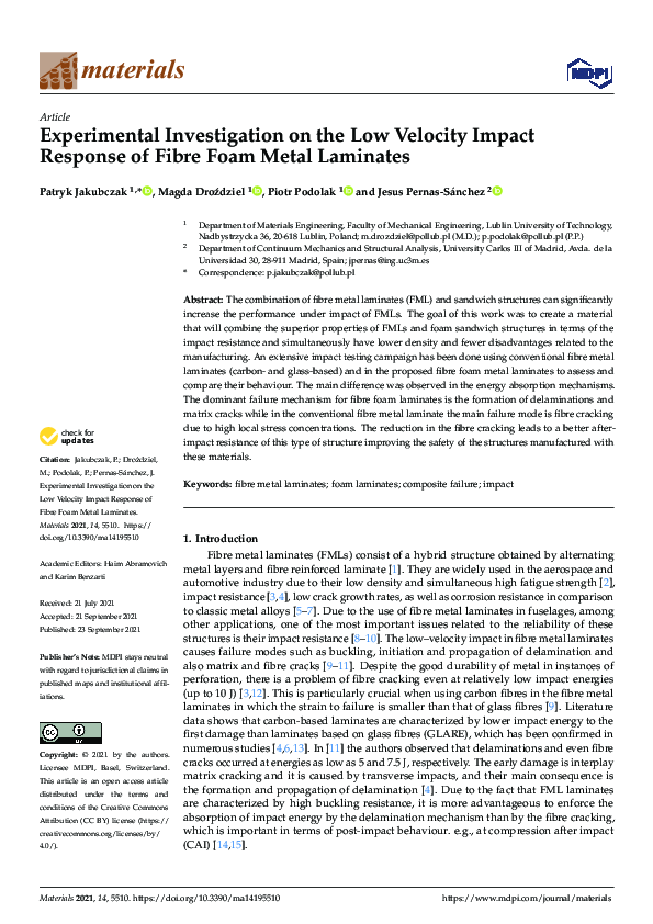 (PDF) Experimental Investigation on the Low Velocity Impact Response of ...