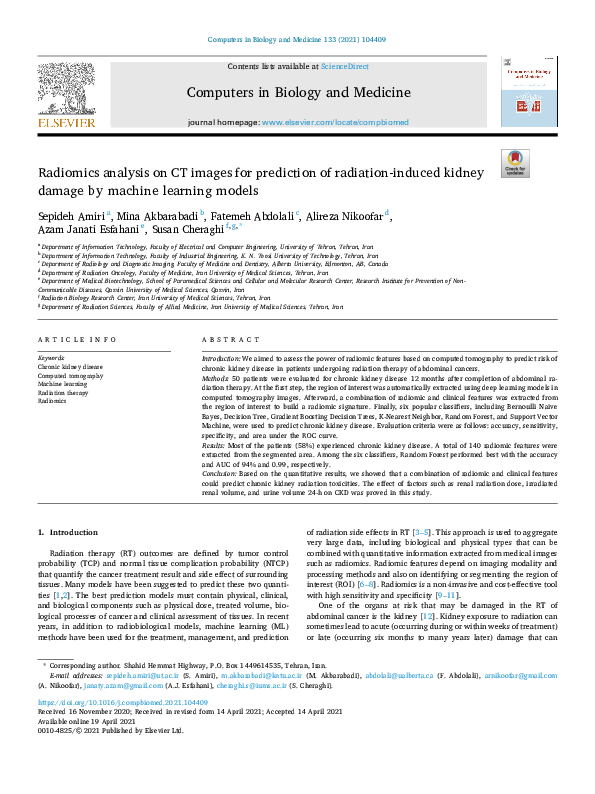 (PDF) Radiomics analysis on CT images for prediction of radiation ...