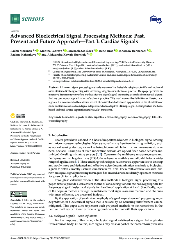 (PDF) Advanced Bioelectrical Signal Processing Methods Past, Present