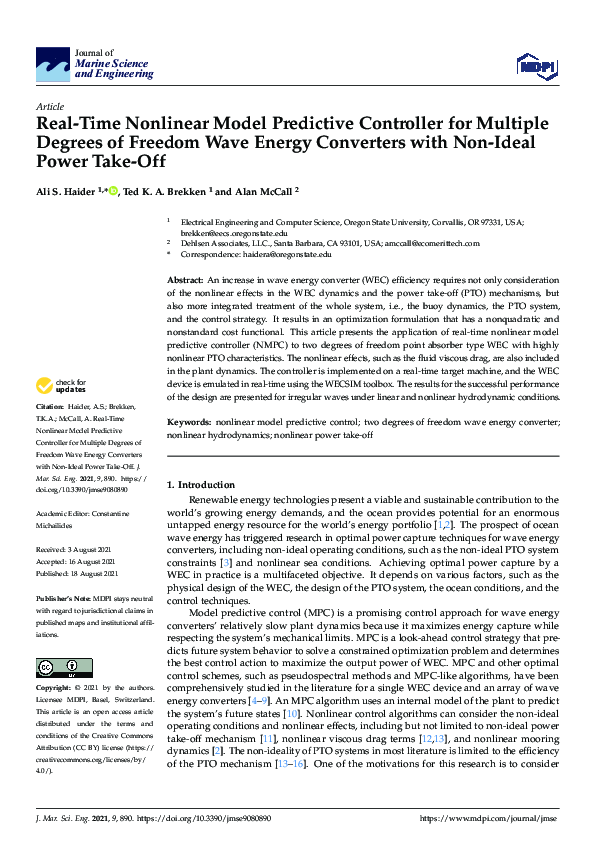 (PDF) Real-Time Nonlinear Model Predictive Controller for Multiple ...