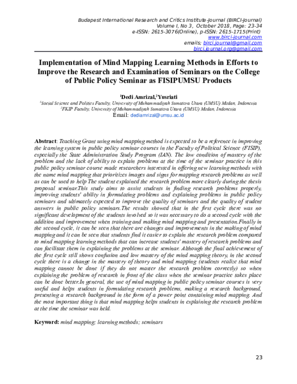 (PDF) Implementation of Mind Mapping Learning Methods in Efforts to ...