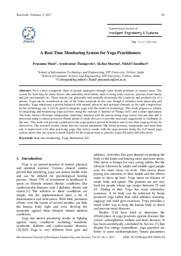 (PDF) A Real Time Monitoring System for Yoga Practitioners