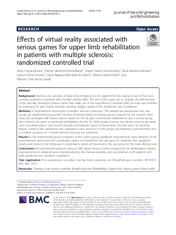 (PDF) Effects of virtual reality associated with serious games for ...