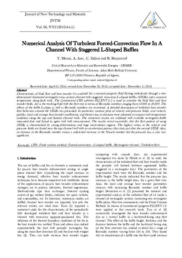 (PDF) Numerical Analysis of Turbulent Forced-Convection Flow in a ...