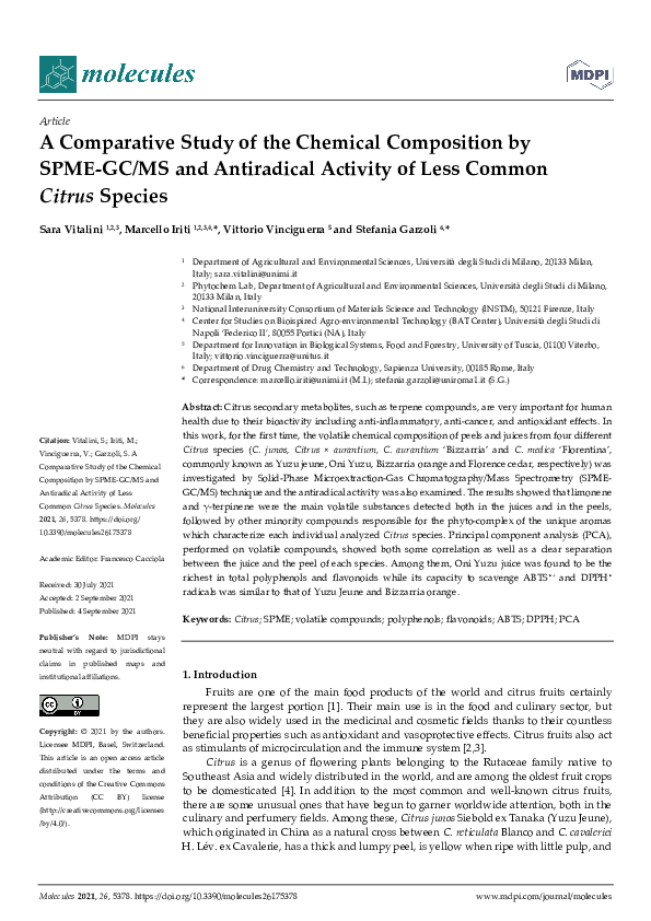 (PDF) A Comparative Study of the Chemical Composition by SPME-GC/MS and ...