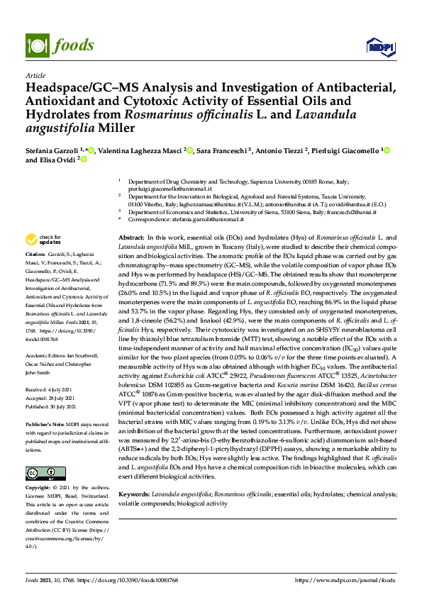 (PDF) Headspace/GC–MS Analysis and Investigation of Antibacterial ...
