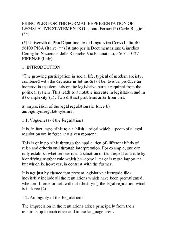 (PDF) Principles for the Formal Representation of Legislative