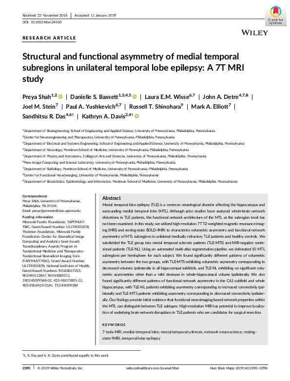 (PDF) Structural and functional asymmetry of medial temporal subregions ...