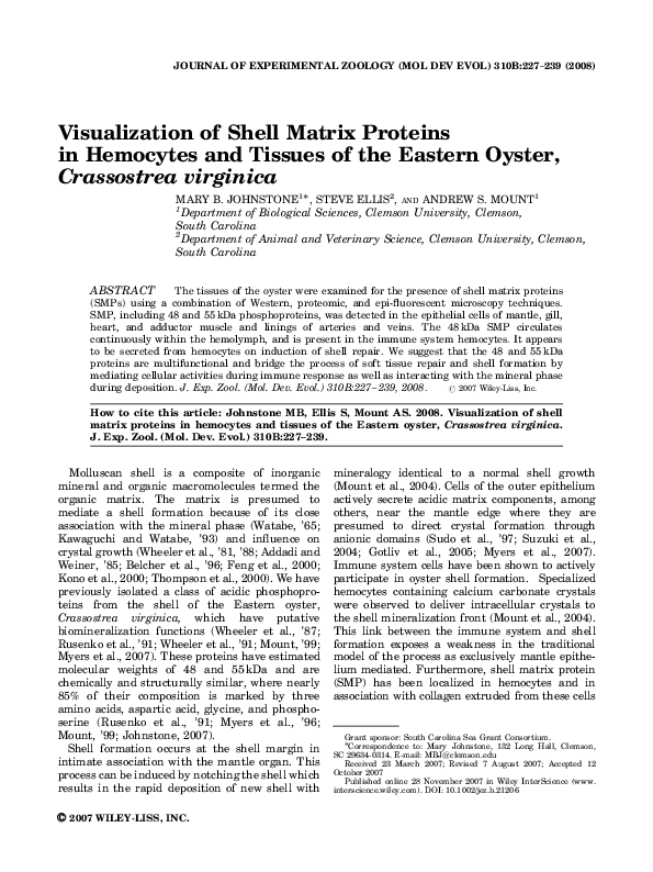 (PDF) Visualization of shell matrix proteins in hemocytes and tissues ...