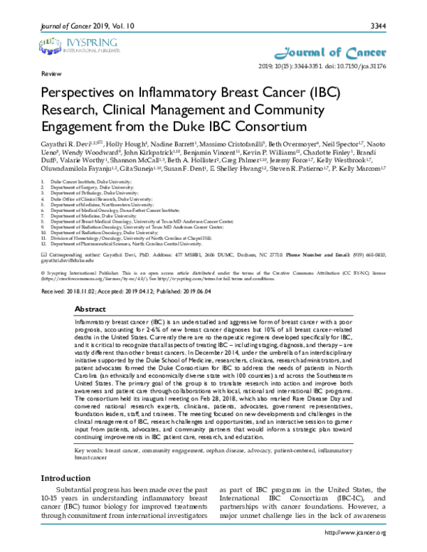 (PDF) Perspectives on Inflammatory Breast Cancer (IBC) Research ...