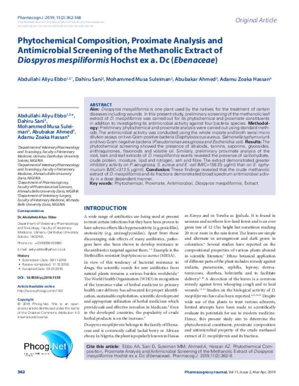 (PDF) Phytochemical Composition, Proximate Analysis and Antimicrobial ...