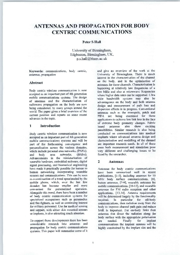 (PDF) Antennas and propagation for body centric communications Tuba