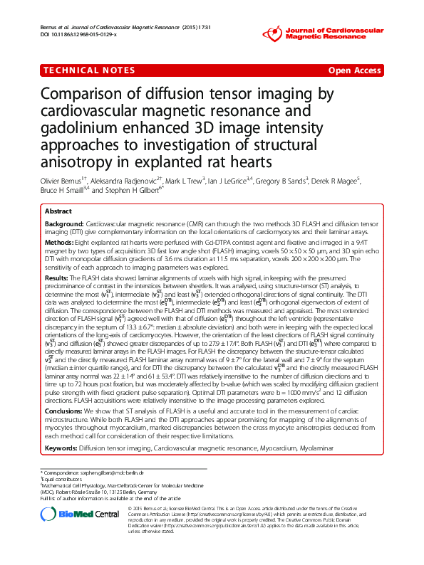 (PDF) Comparison of diffusion tensor imaging by cardiovascular magnetic ...