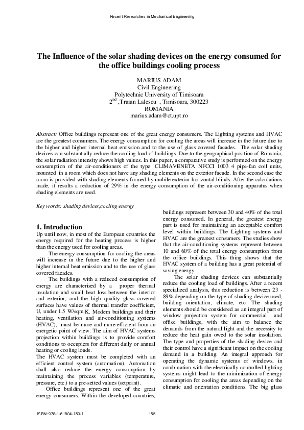 (PDF) The influence of the solar shading devices on the energy consumed ...