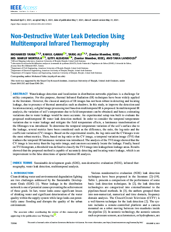 (PDF) Non-Destructive Water Leak Detection Using Multitemporal Infrared ...