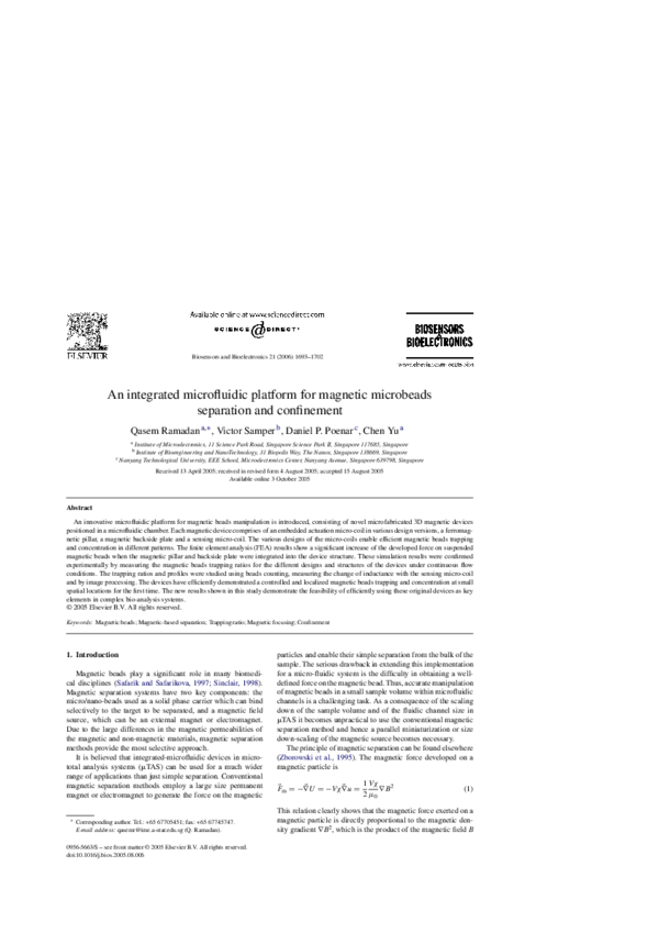(PDF) An integrated microfluidic platform for magnetic microbeads ...