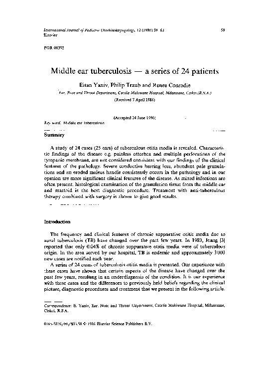 (PDF) Middle ear tuberculosis — a series of 24 patients