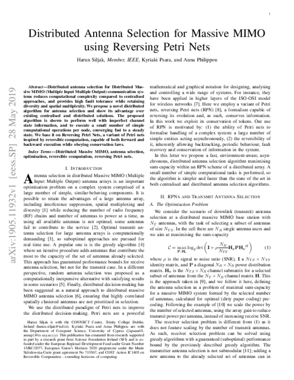 (PDF) Distributed Antenna Selection for Massive MIMO using Reversing ...