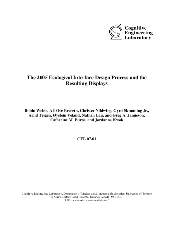 (PDF) The 2005 Ecological Interface Design Process and the Resulting ...