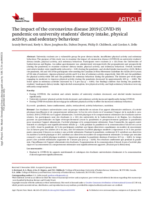 (PDF) The impact of the coronavirus disease 2019 (COVID-19) pandemic on ...