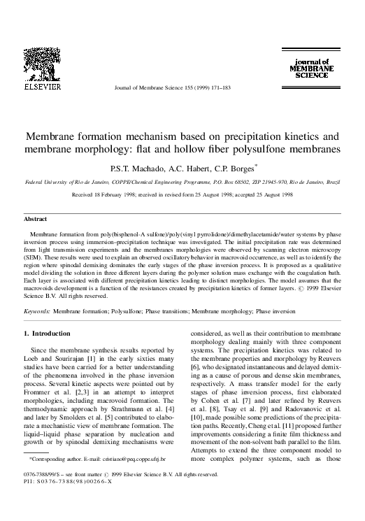 (PDF) Membrane formation mechanism based on precipitation kinetics and ...