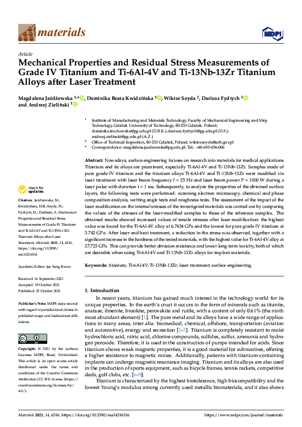 (PDF) Mechanical Properties and Residual Stress Measurements of Grade
