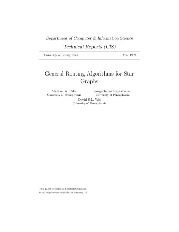 (PDF) General routing algorithms for star graphs