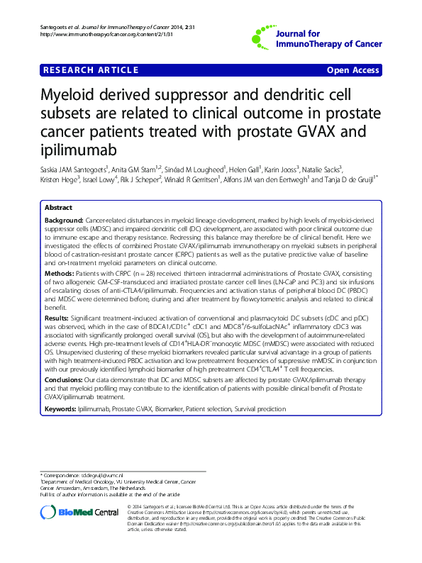 (PDF) Myeloid derived suppressor and dendritic cell subsets are related ...