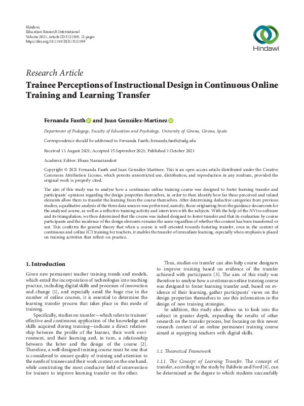 (PDF) Trainee Perceptions of Instructional Design in Continuous Online ...