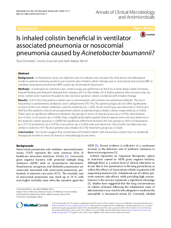 (PDF) Is inhaled colistin beneficial in ventilator associated pneumonia ...