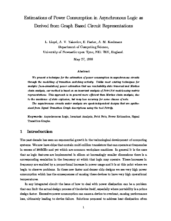 (PDF) Estimations of Power Consumption in Asynchronous Logic as Derived ...